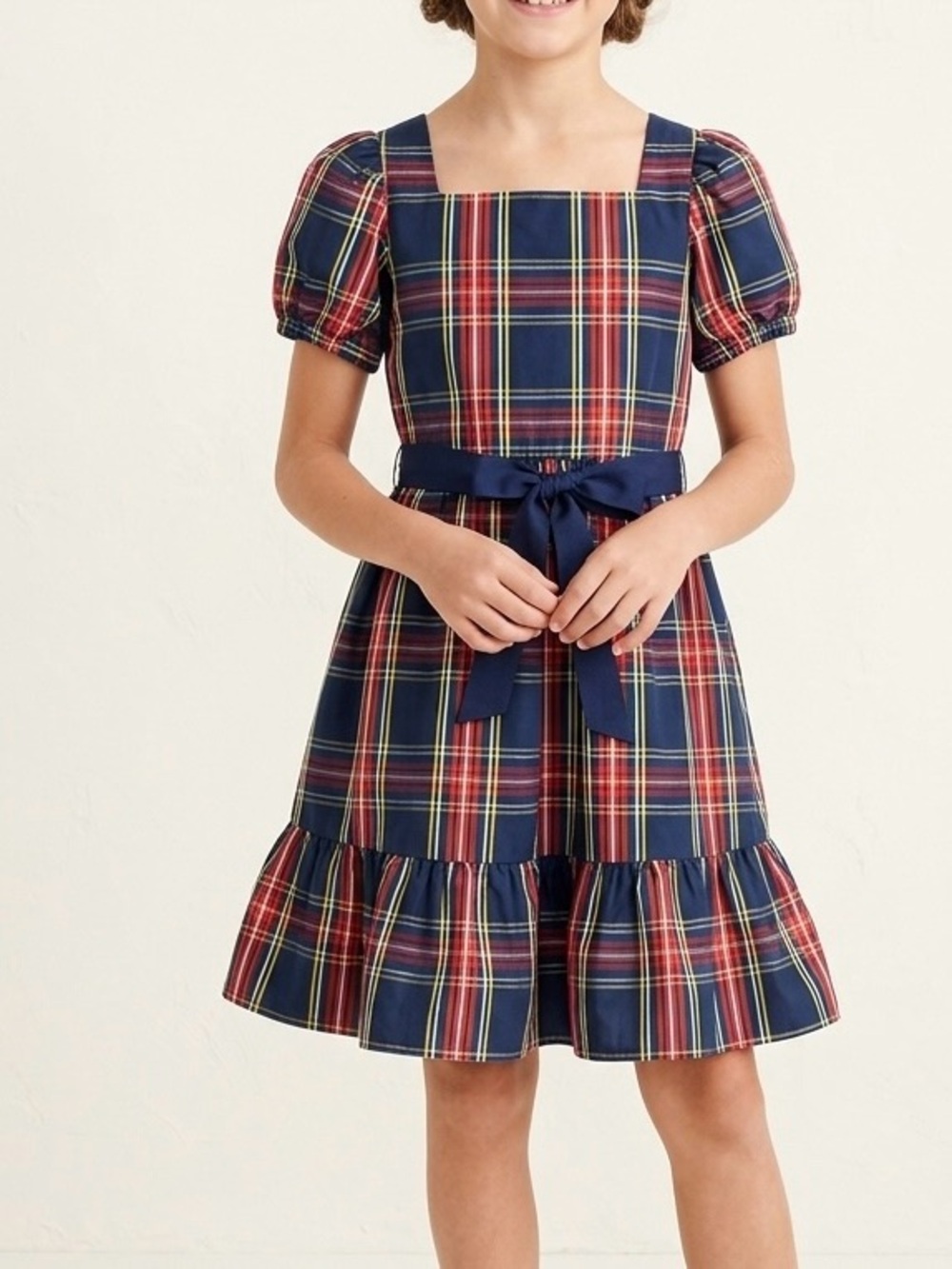 Crewcuts J.Crew Tartan Plaid Puff Sleeve Dress Holiday Party Girls Size 10